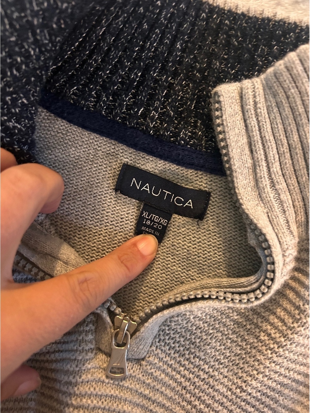 Nautica boys Gray Quarter Zip Pullover Sweater XL - Picture 3 of 3